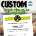 tennis camp award certificates